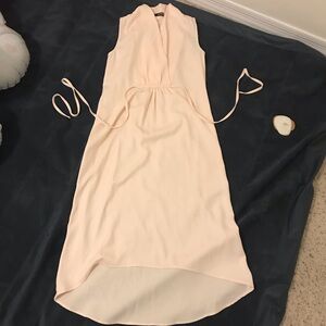 Chic Sleeveless Cream High-Low Dress